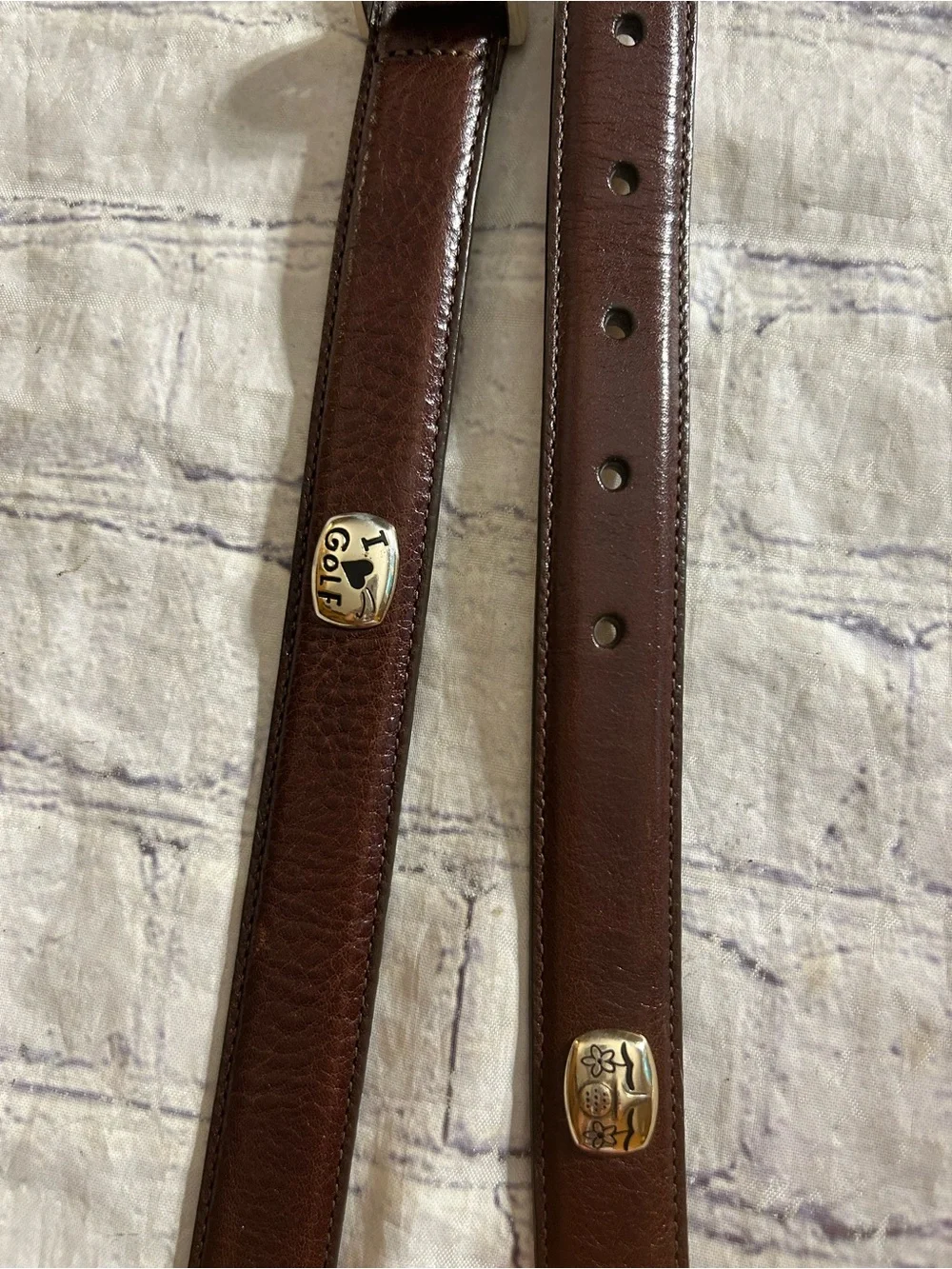 BRIGHTON CHOCOLATE BROWN LEATHER WITH STUDS SILVER TONE EMBELLISHED BUCKLE BELT